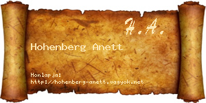 Hohenberg Anett névjegykártya